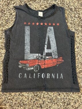 Buckle Black Tank Top with Red Car Graphic